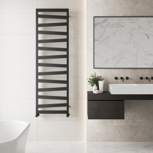 550mm (w) x 1600mm (h) Lattice Matt Black Vertical Designer Radiator Towel Rail