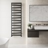 550mm (w) x 1600mm (h) Lattice Matt Black Vertical Designer Radiator Towel Rail - closeup