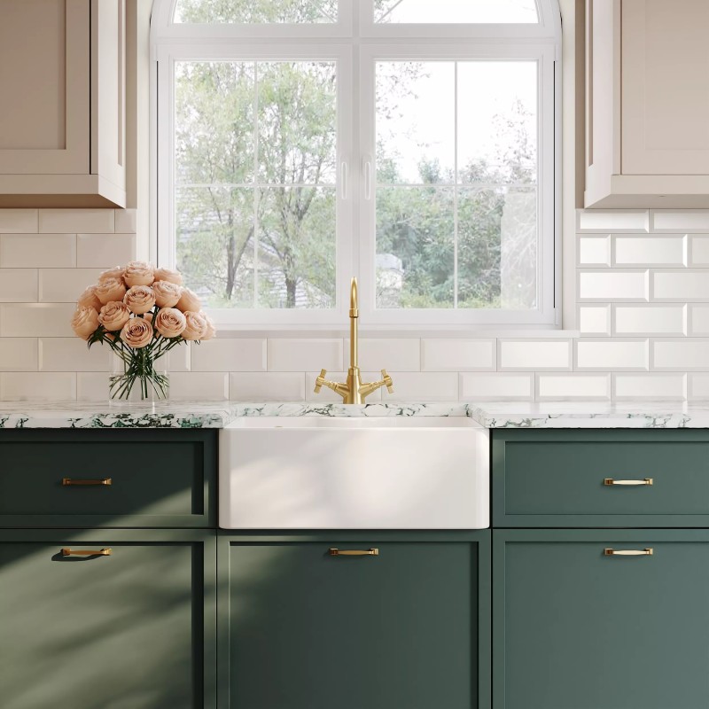 Fireclay Butler Sink with Tap Ledge & Overflow 595mm(w) x 450mm(d) x 220mm(h)