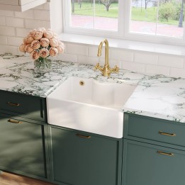 Fireclay Butler Sink with Tap Ledge & Overflow 595mm(w) x 450mm(d) x 220mm(h)
