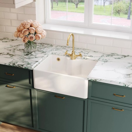 Fireclay Butler Sink with Tap Ledge, Tap Hole & Overflow 595mm(w) x 450mm(d) x 220mm(h)