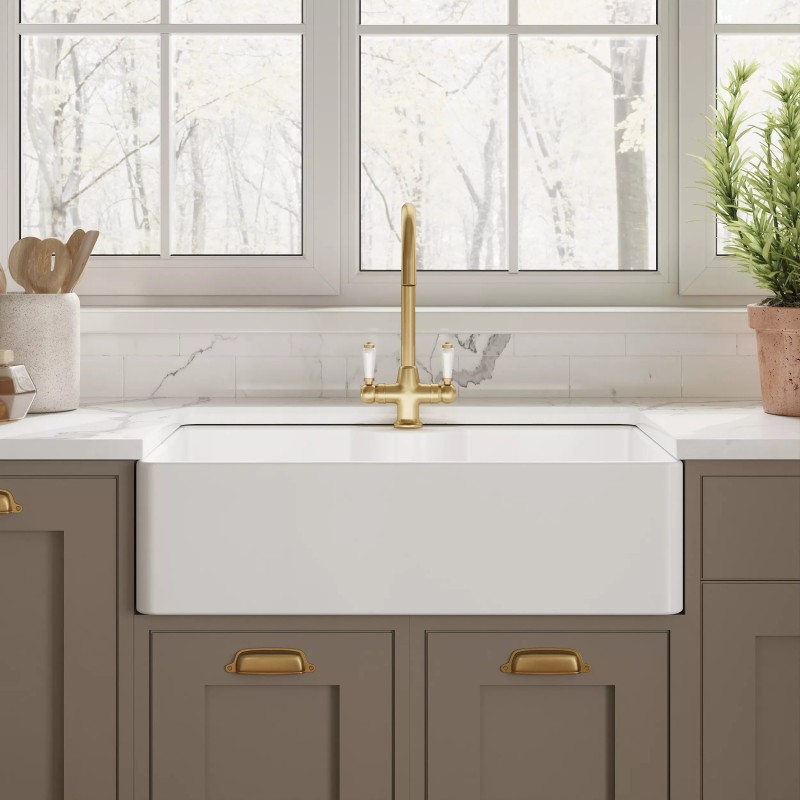 Fireclay Butler Sink with Tap Ledge  795mm(w) x 500mm(d) x 220mm(h)