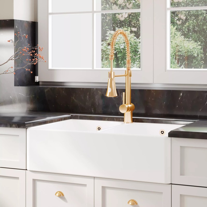 Fireclay Butler Sink 2 Bowl with Flush Weir & Overflows 795mm(w) x 500(d) x 220mm(h)