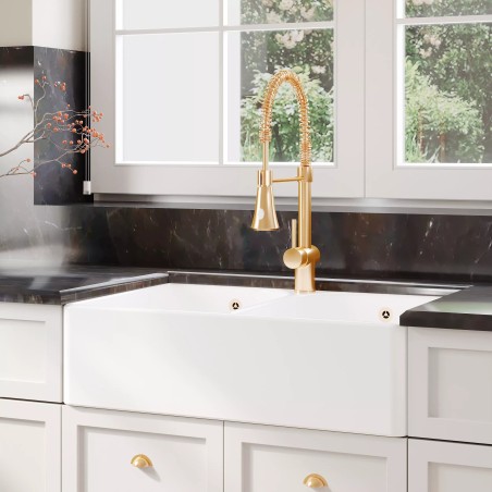 Fireclay Butler Sink 2 Bowl with Flush Weir & Overflows 795mm(w) x 500(d) x 220mm(h)