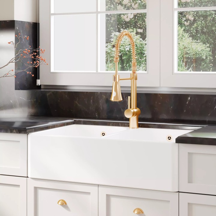 Fireclay Butler Sink 2 Bowl with Flush Weir & Overflows 795mm(w) x 500(d) x 220mm(h)