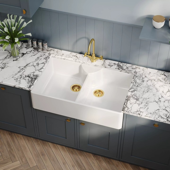 Fireclay Butler Sink with Stepped Weir 895mm(w) x 550mm(d) x 220mm(h)
