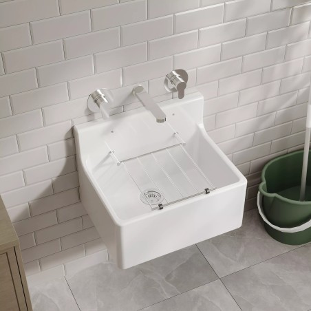 Fireclay Cleaner Sink with Grid 515mm(w) x 382mm(d) x 393mm(h)
