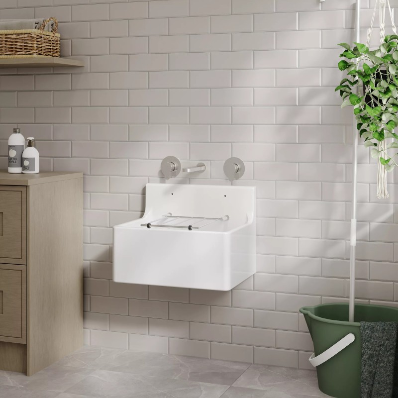 Fireclay Cleaner Sink with Grid 515mm(w) x 382mm(d) x 393mm(h)
