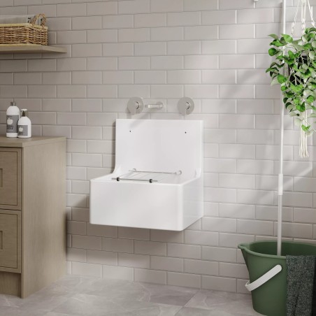 Fireclay Cleaner Sink with Grid 515mm(w) x 535mm(d) x 393mm(h)