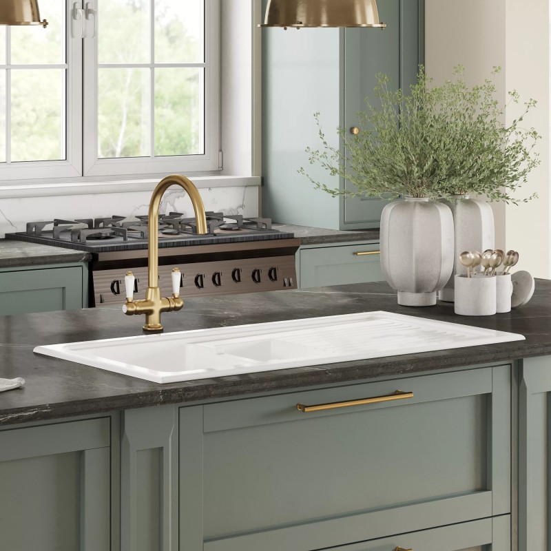 Fireclay Counter Top Sink 2 Bowl 1010mm(w) x 525mm(d) x 235mm(h)