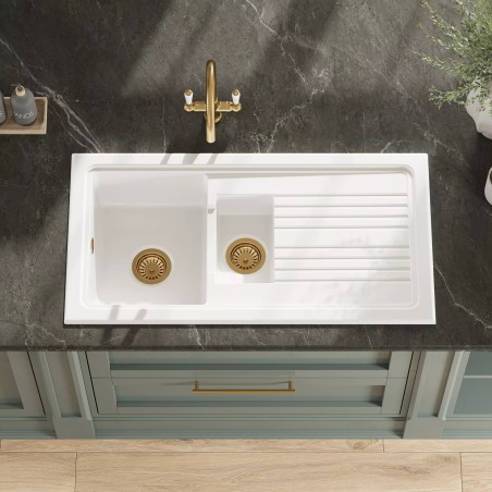 Fireclay Counter Top Sink 2 Bowl 1010mm(w) x 525mm(d) x 235mm(h)