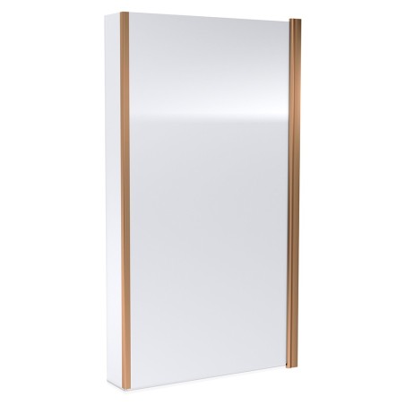 Brushed Bronze Square Top L-Shaped Designer Hinged Bath Screen & Fixed Return 805mm(w) x 1435mm(h) - 6mm Glass