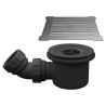 Brushed Pewter Low Profile Square Shower Tray Cover & Black Waste