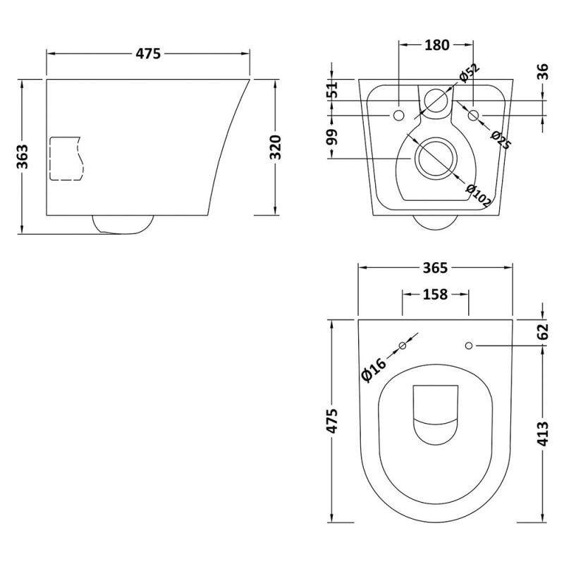 5 in 1 Round Wall Hung Pan & Concealed Cistern