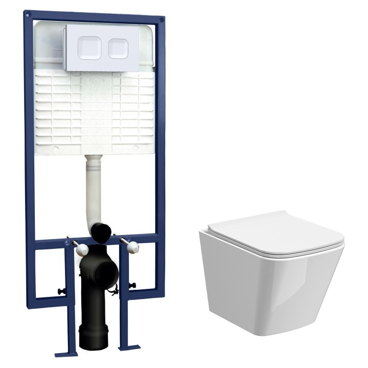 5 in 1 Square Wall Hung Pan & Concealed Cistern