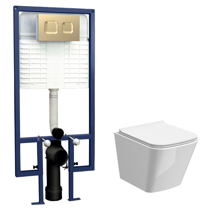 5 in 1 Square Wall Hung Pan & Concealed Cistern