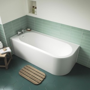 Crescent Back to Wall Corner Bath with Adjustable Feet & Panel - 1600mm(l) x 725mm(w) x 600mm(h)