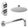 Arvan Chrome Shower Pack - Twin Thermostatic Valve, Wall Mounted Fixed Shower Head