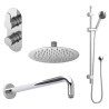 Arvan Chrome Shower Pack - Twin Thermostatic Valve, Wall Mounted Fixed Shower Head and Slider Rail Kit
