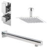 Windon Chrome Shower Pack - Twin Thermostatic Valve, Wall Mounted Fixed Shower Head