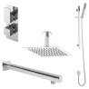 Windon Chrome Shower Pack - Twin Thermostatic Valve, Wall Mounted Fixed Shower Head and Slider Rail Kit