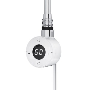 White Cleo Compact Round Thermostatic Electric Heating Element (300W - 900W)