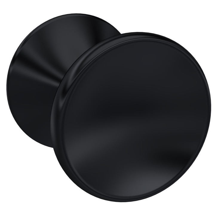 Matt Black Indented Round Knob - 30mm (w) x 30mm (h) x 29mm (d)