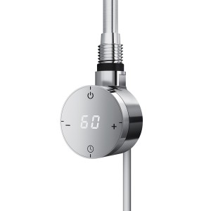 Chrome Cleo Compact Round Thermostatic Electric Heating Element (300W - 400W)