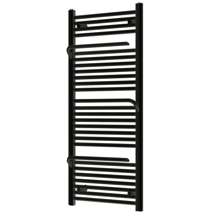 500mm (w) x 1200mm (h) Veno Matt Black Designer Heated Towel Rail