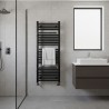 500mm (w) x 1200mm (h) Veno Matt Black Designer Towel Rail - closeup