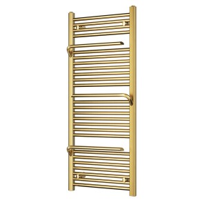 500mm (w) x 1200mm (h) Veno Brushed Brass Designer Towel Rail