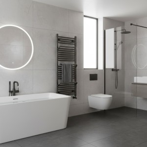 500mm (w) x 1200mm (h) Veno Gunmetal Designer Towel Rail