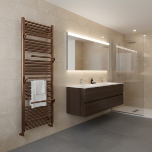 550mm (w) x 1510mm (h) Veno Brushed Bronze Designer Towel Rail