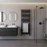 550mm (w) x 1510mm (h) Veno Matt Black Designer Towel Rail - closeup