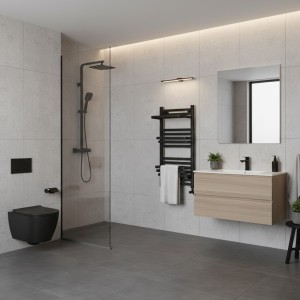500mm (w) x 1000mm (h) Hera Matt Black Designer Towel Rail