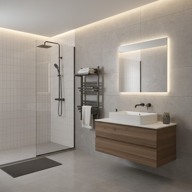 500mm (w) x 1000mm (h) Hera Gunmetal Designer Towel Rail - closeup