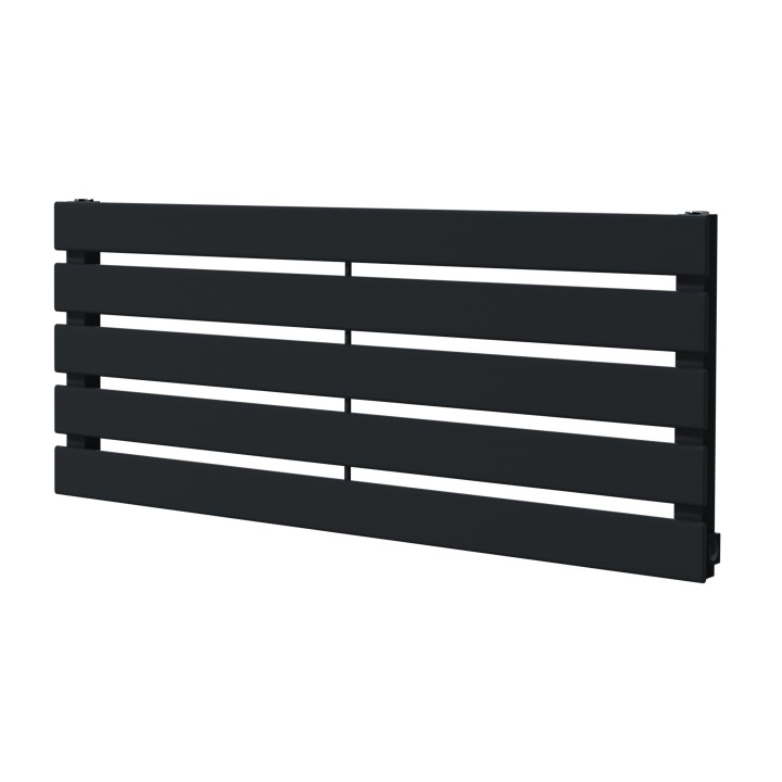 850mm (w) x 360mm (h) "Corwen" Black Flat Panel Horizontal Radiator (5 Sections)
