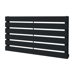 850mm (w) x 440mm (h) "Corwen" Black Flat Panel Horizontal Radiator (6 Sections)