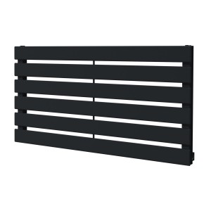 850mm (w) x 440mm (h) Corwen Black Flat Panel Horizontal Radiator (6 Sections)