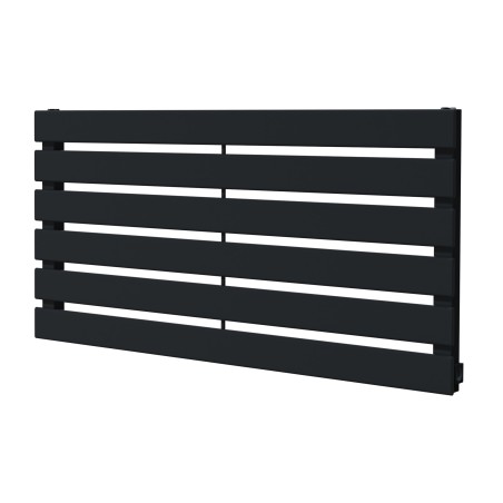 850mm (w) x 440mm (h) "Corwen" Black Flat Panel Horizontal Radiator (6 Sections)