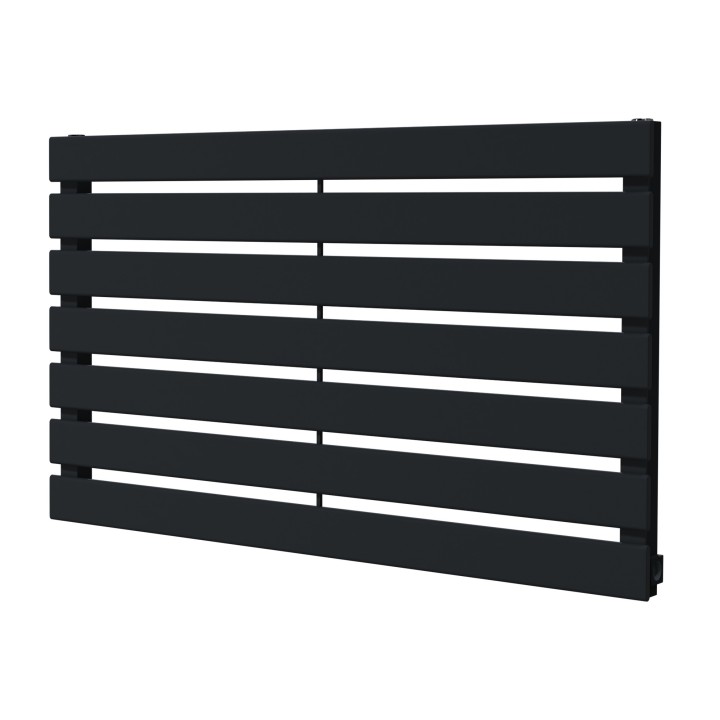 850mm (w) x 516mm (h) "Corwen" Black Flat Panel Horizontal Radiator (6 Sections)