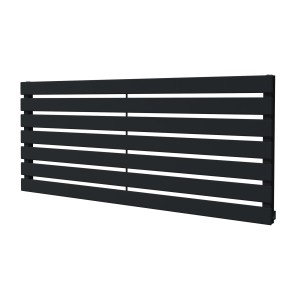 1250mm (w) x 516mm (h) Corwen Black Flat Panel Horizontal Radiator (7 Sections)
