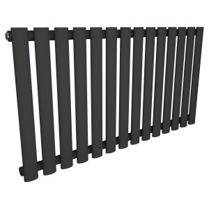 960mm (w) x 500mm (h) Brecon Black Oval Tube Horizontal Radiator (14 Sections)