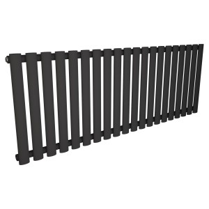 1380mm (w) x 500mm (h) Brecon Black Oval Tube Horizontal Radiator (20 Sections)