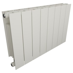 668mm (w) x 440mm (h) Trojan White Horizontal Aluminium Radiator (8 Extrusions)