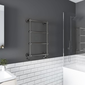 500mm (w) x 750mm (h) Harley Brushed Gunmetal Traditional Wall Mounted Towel Rail Radiator