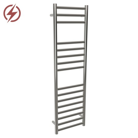 350mm (w) x 1200mm (h) Electric Brushed Stainless Steel Towel Rail (Single Heat or Thermostatic Option)