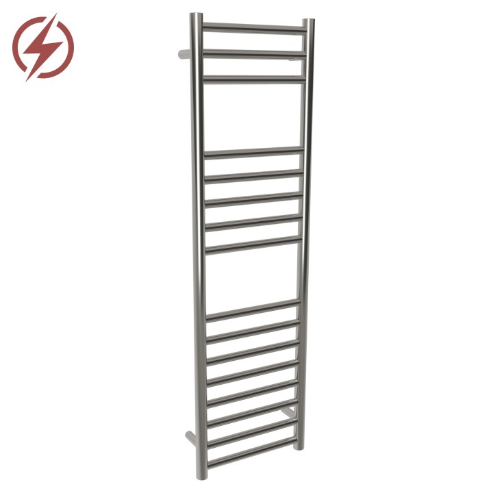 350mm (w) x 1200mm (h) Electric Brushed Stainless Steel Towel Rail (Single Heat or Thermostatic Option)