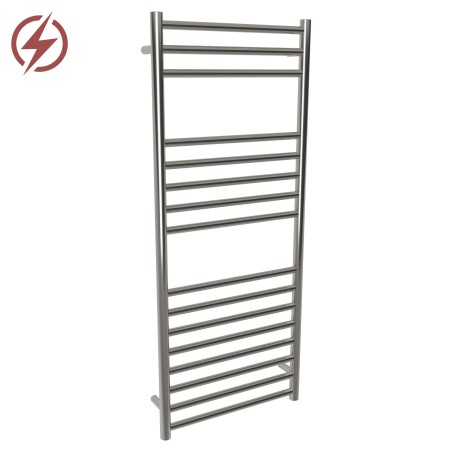 500mm (w) x 1200mm (h) Electric Brushed Stainless Steel Towel Rail (Single Heat or Thermostatic Option)