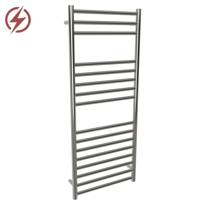 500mm (w) x 1200mm (h) Electric Brushed Stainless Steel Towel Rail (Single Heat or Thermostatic Option)